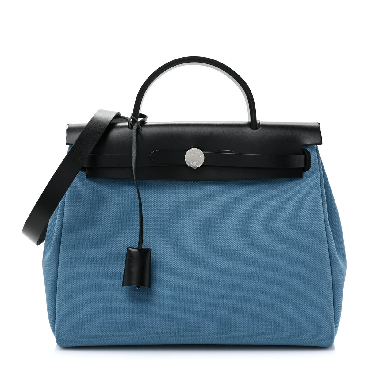 Hermes Military Toile Vache Hunter Herbag Zip Retourne 31 PM Bleu Jean Black 1 of 11