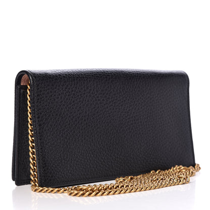 Gucci Calfskin GG Marmont Bow Chain Wallet Black 3 of 10