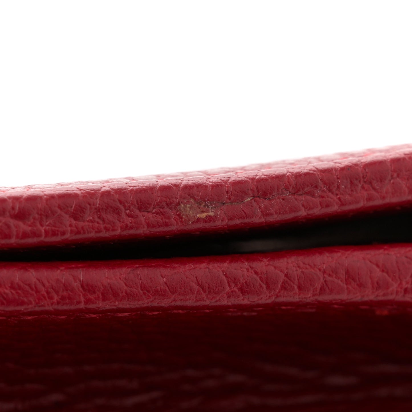 Dollar Calfskin Mini GG Marmont Chain Wallet Hibiscus Red