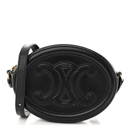 Celine Smooth Calfskin Cuir Triomphe Oval Bag Black 1 of 13