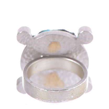 Chanel Tweed Crystal CC Ring 6.75 Blue 4 of 5