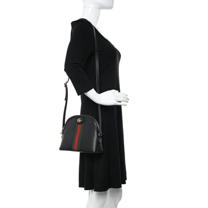 Gucci Calfskin GG Web Small Ophidia Dome Shoulder Bag Black 2 of 9
