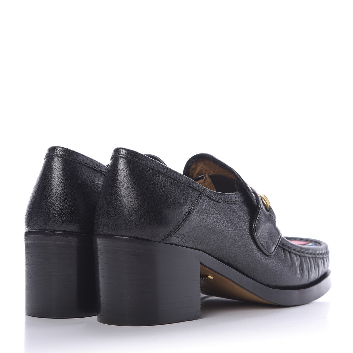 Lambskin Union Jack Horsebit Loafer Pumps 35.5 Black