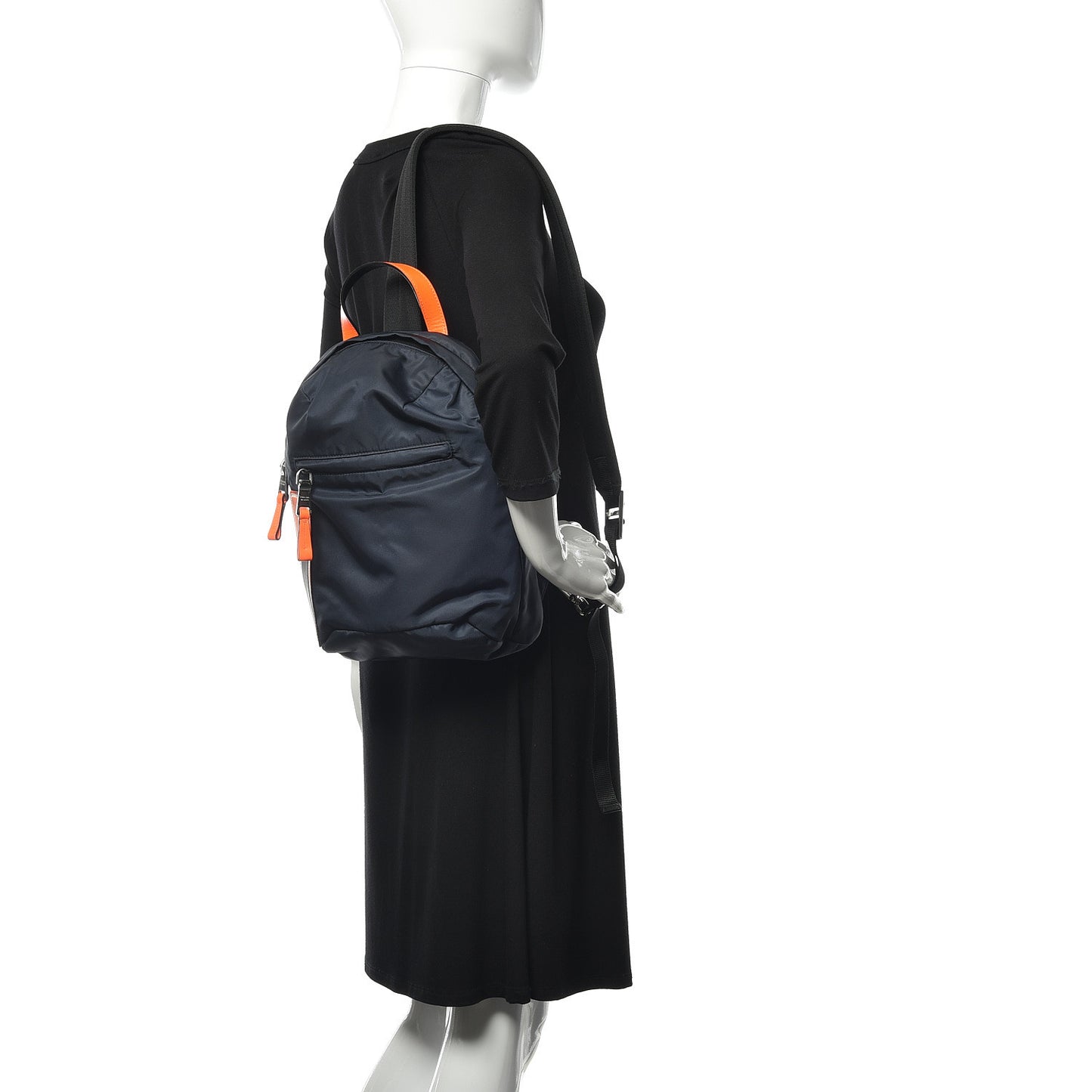 Nylon Tessuto Sling Backpack Navy Orange