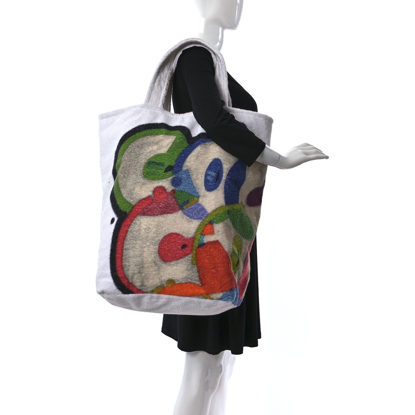 Terry Cotton Beach Tote Towel Set White Multicolor
