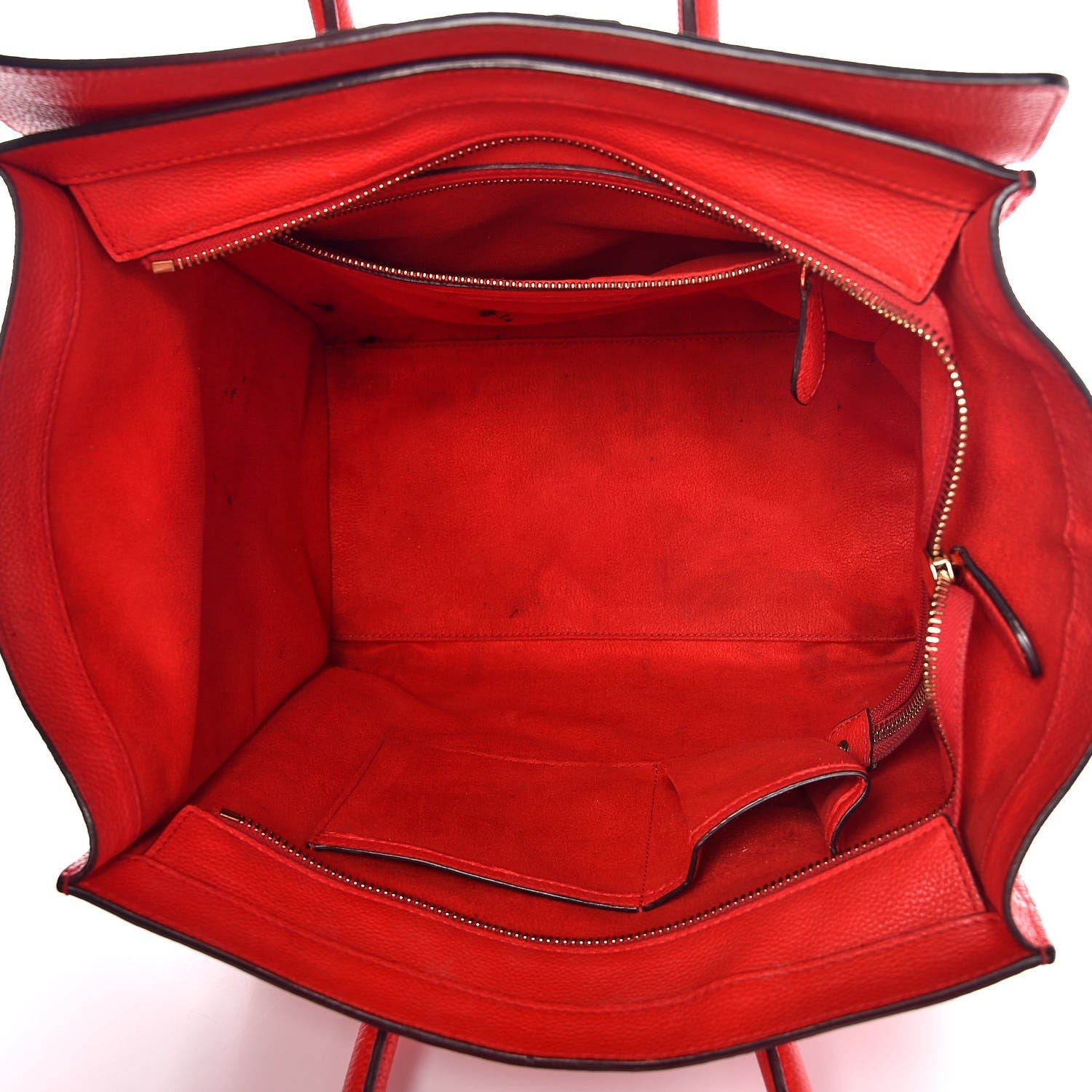 Celine Drummed Calfskin Mini Luggage Coquelicot 5 of 9