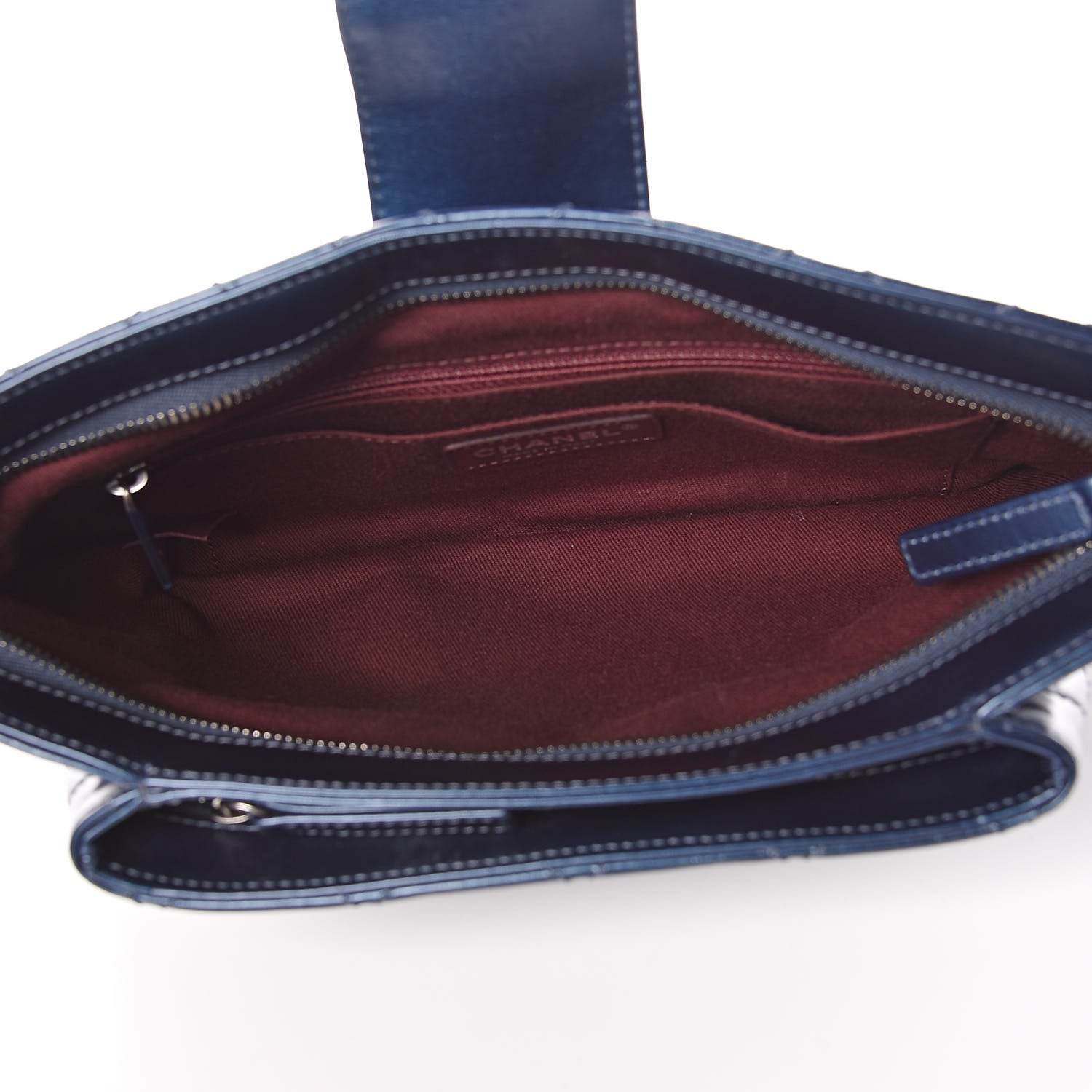 Chanel Glazed Calfskin Quilted Coco Pleats Clutch Navy 5 of 8
