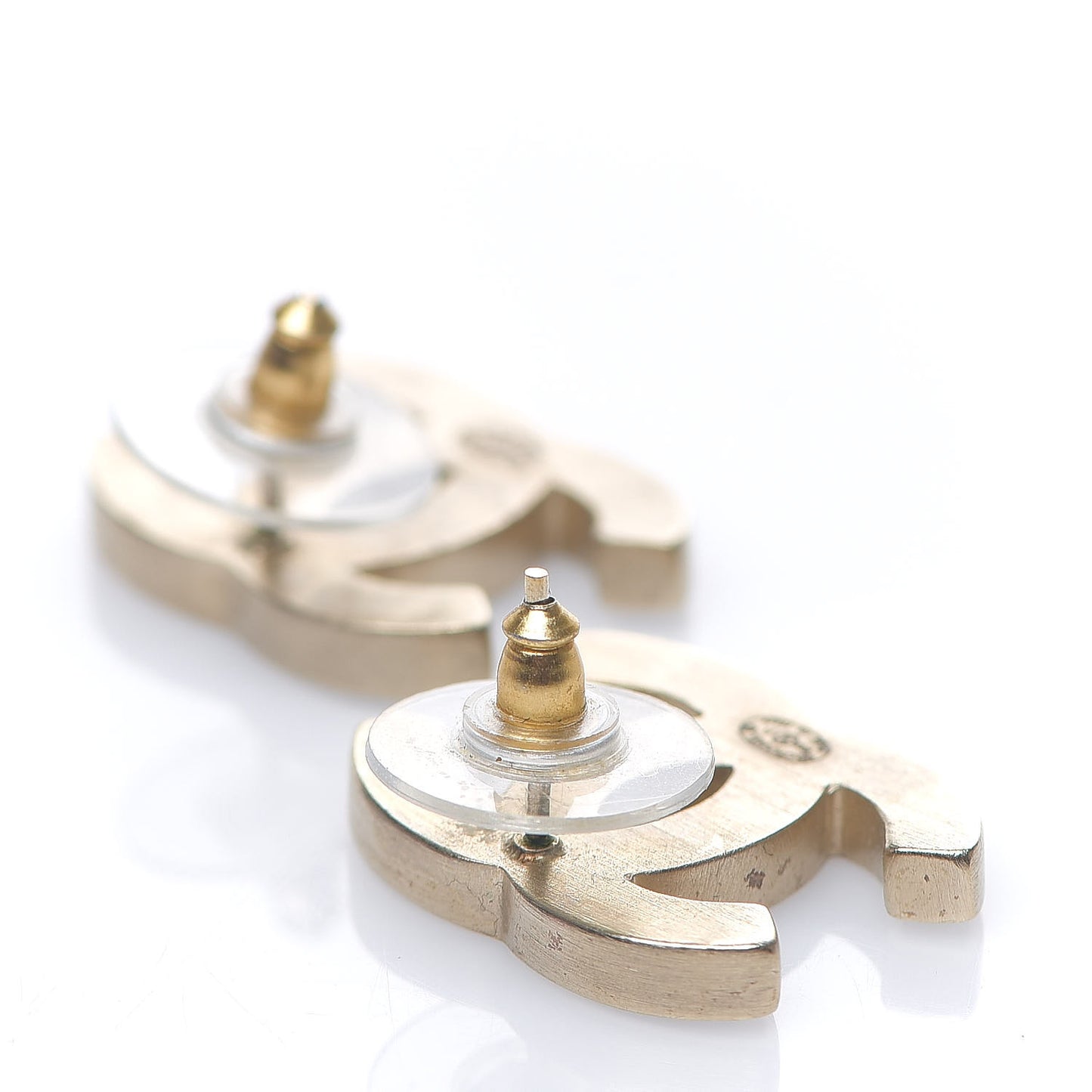 Enamel CC Stud Earrings Black Silver