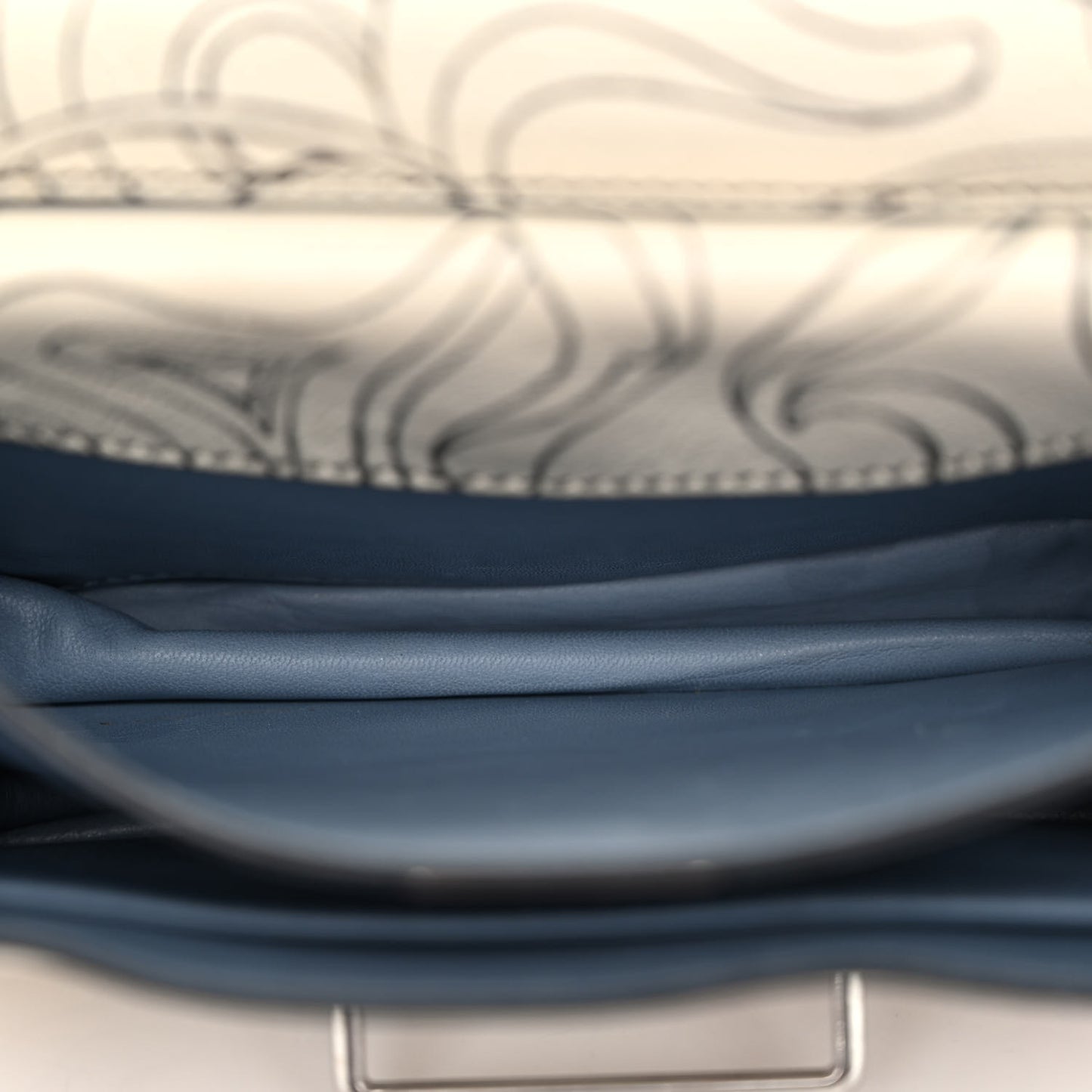 X JAMES JEAN Glace Calfskin Rabbit Print Cahier Bag Opaline