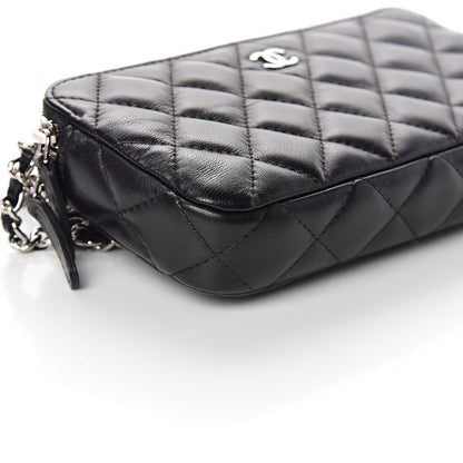 Chanel Lambskin Quilted Small Clutch With Chain Black 10 of 11