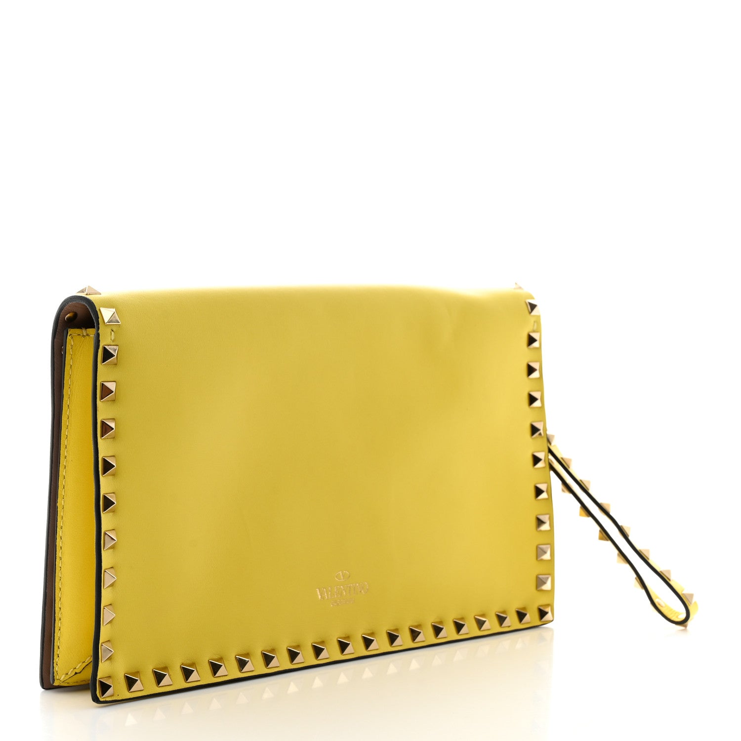 Valentino Garavani Nappa Rockstud Wristlet Clutch Naples Yellow 3 of 9