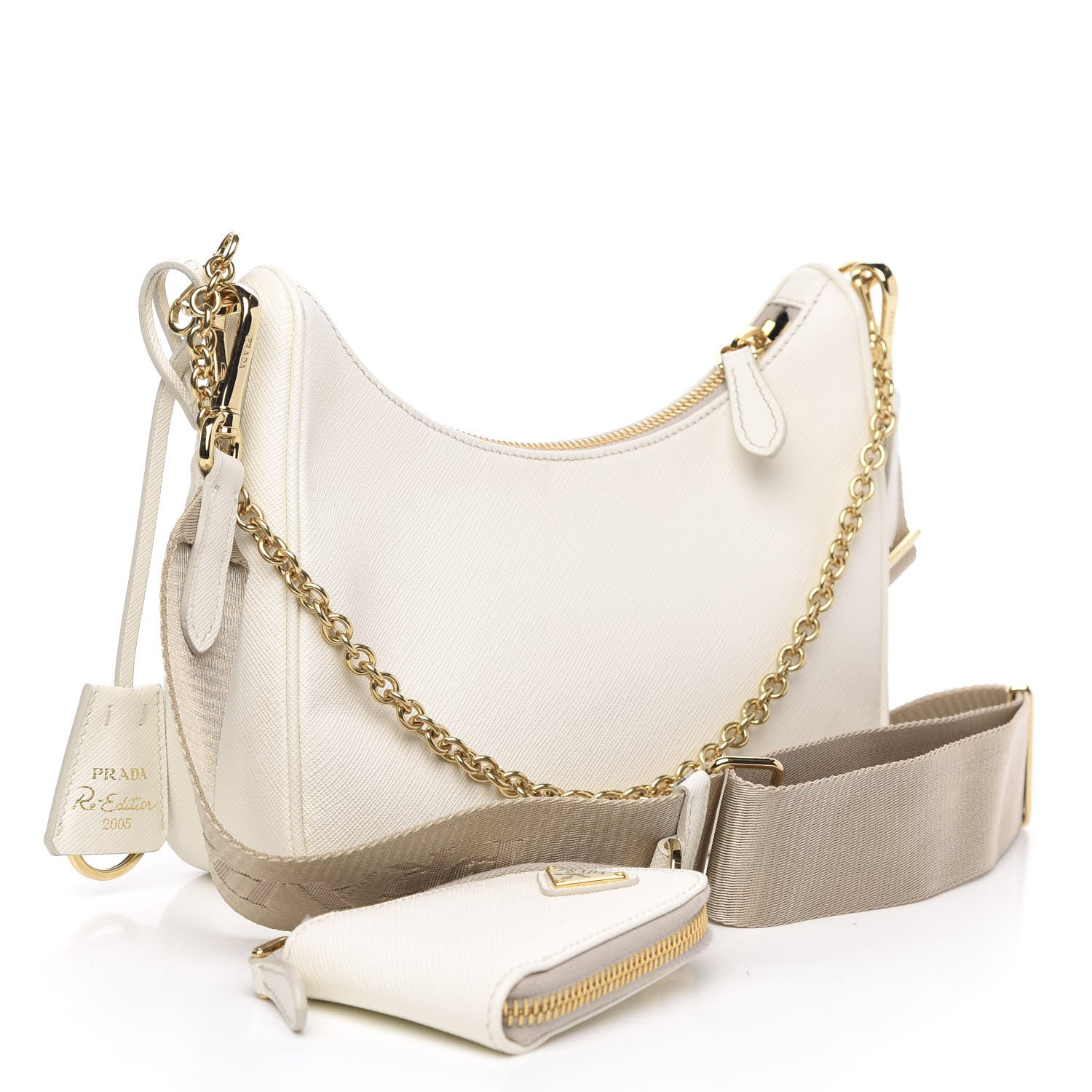Prada Saffiano Re-Edition 2005 Shoulder Bag White 3 of 11