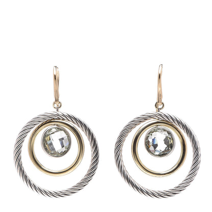 David Yurman 18K Yellow Gold Sterling Silver Prasiolite Mobile Earrings 1 of 5