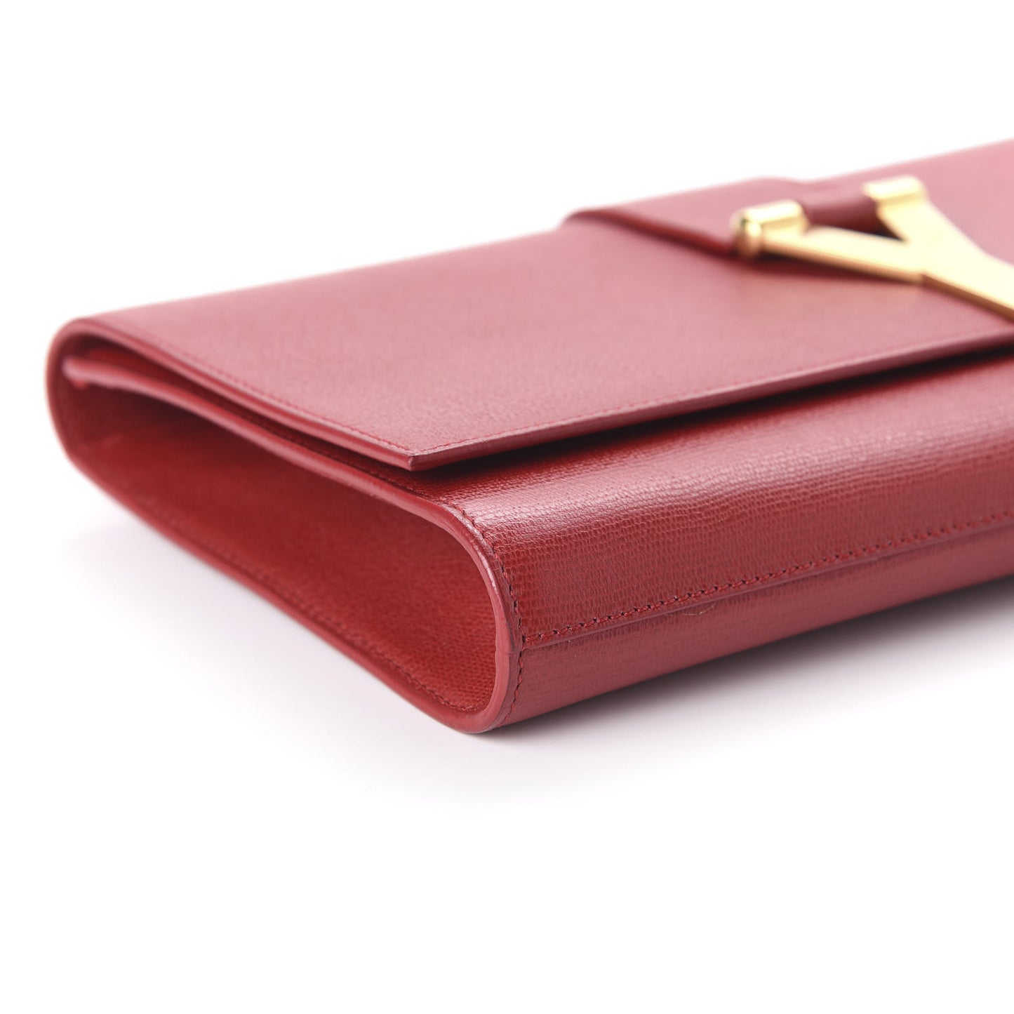 Textured Calfskin Classic Y Ligne Clutch Red