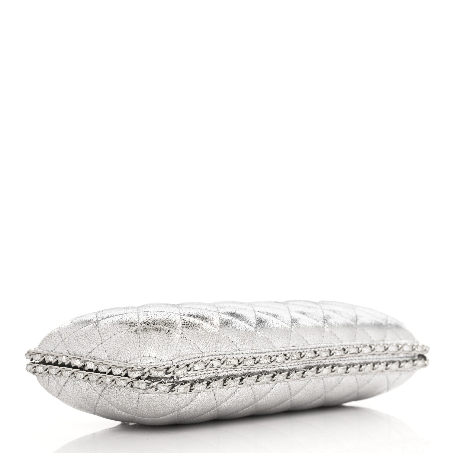 Chanel Metallic Lambskin Small Chain Around Clutch Silver 4 of 12