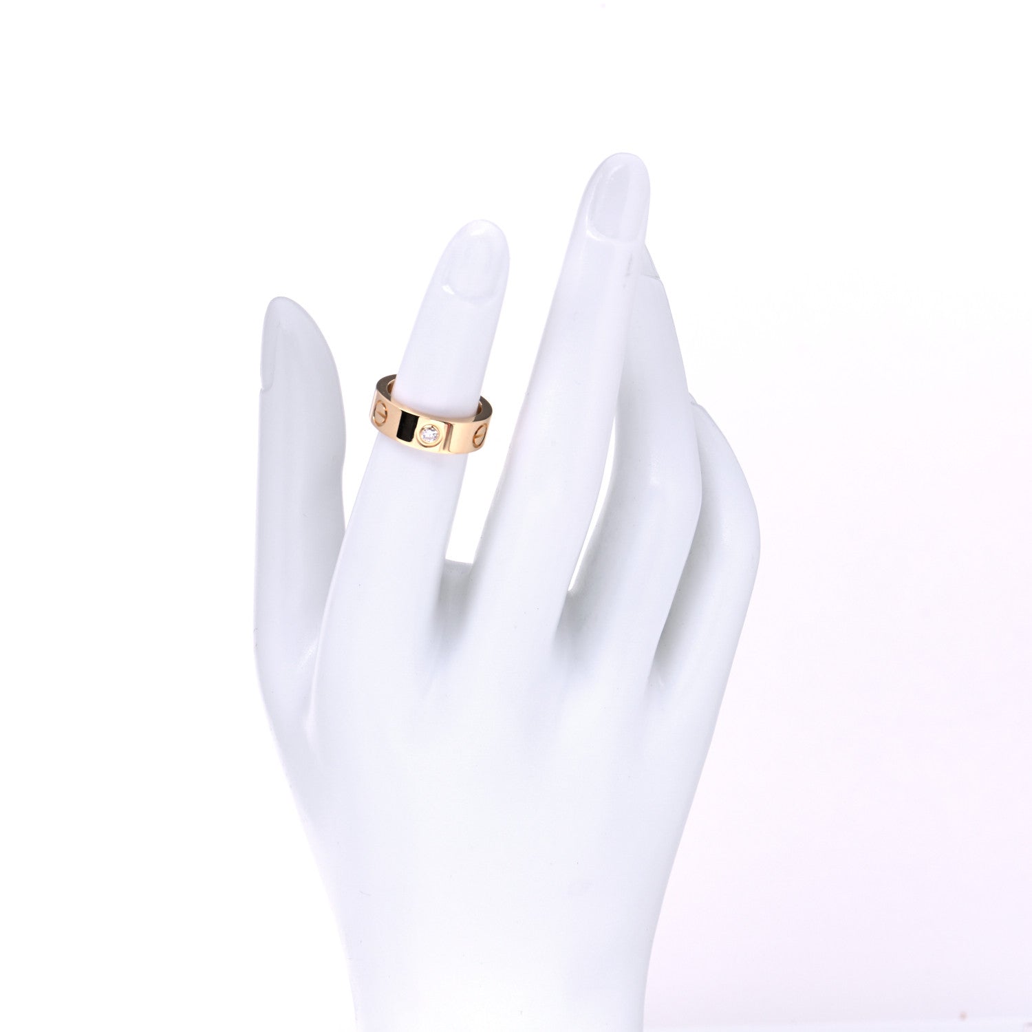 Cartier 18K Yellow Gold 3 Diamond 5.5mm LOVE Ring 47 4 2 of 5