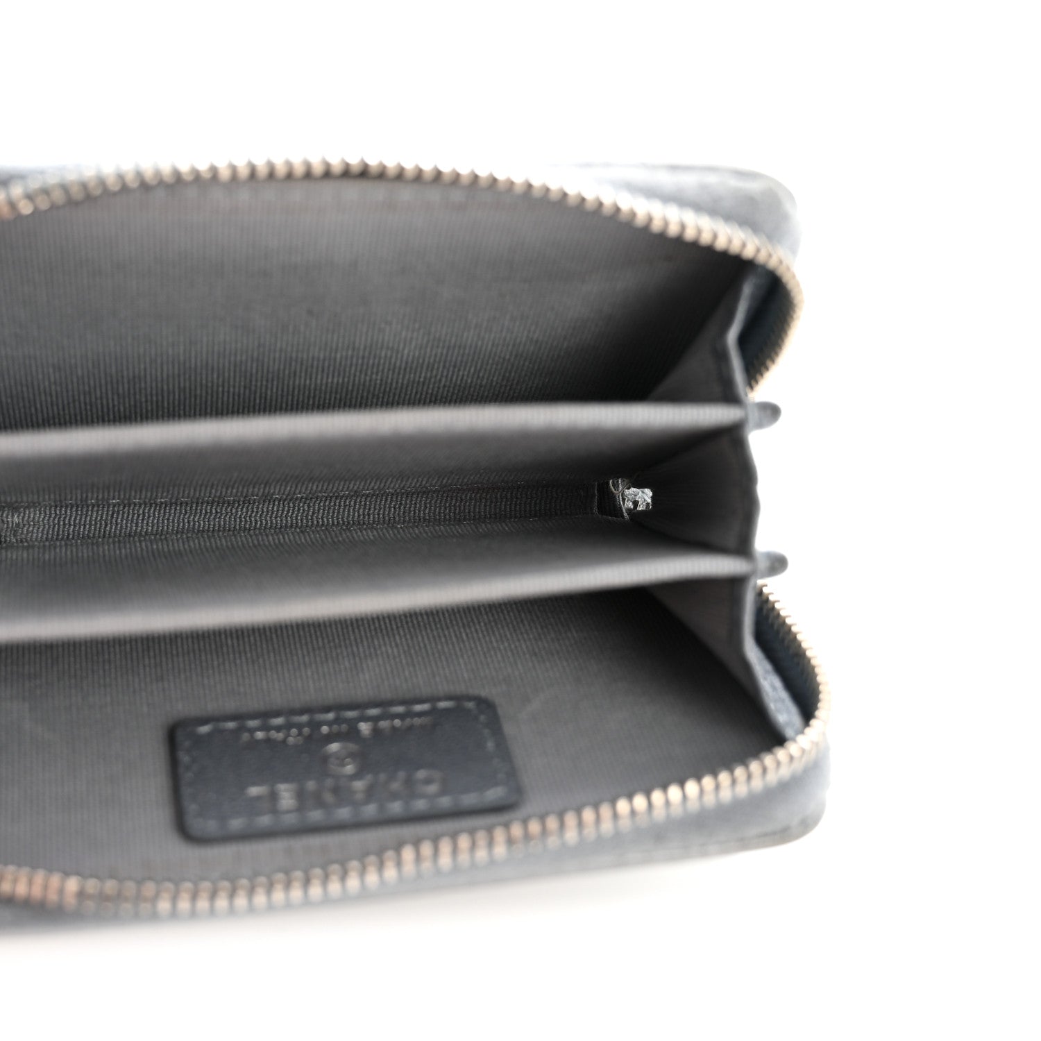 Chanel Metallic Lambskin Quilted Zip Around Coin Purse Wallet Silver 5 of 11