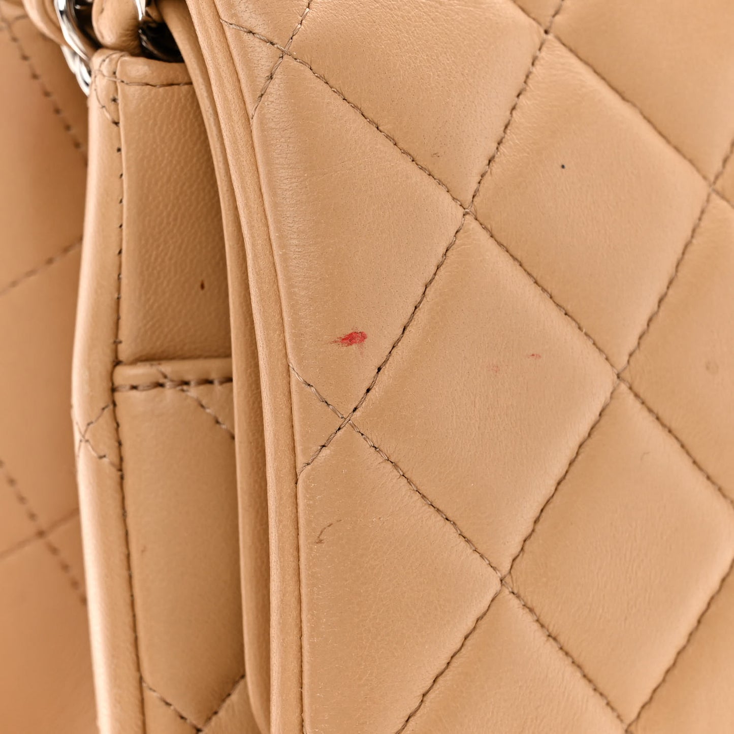 Lambskin Quilted Maxi Double Flap Beige