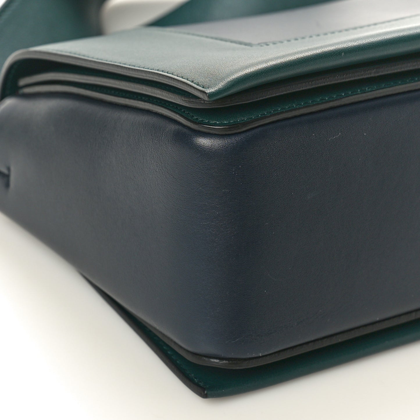 Shiny Smooth Calfskin Medium Frame Shoulder Bag Amazone Dark Navy