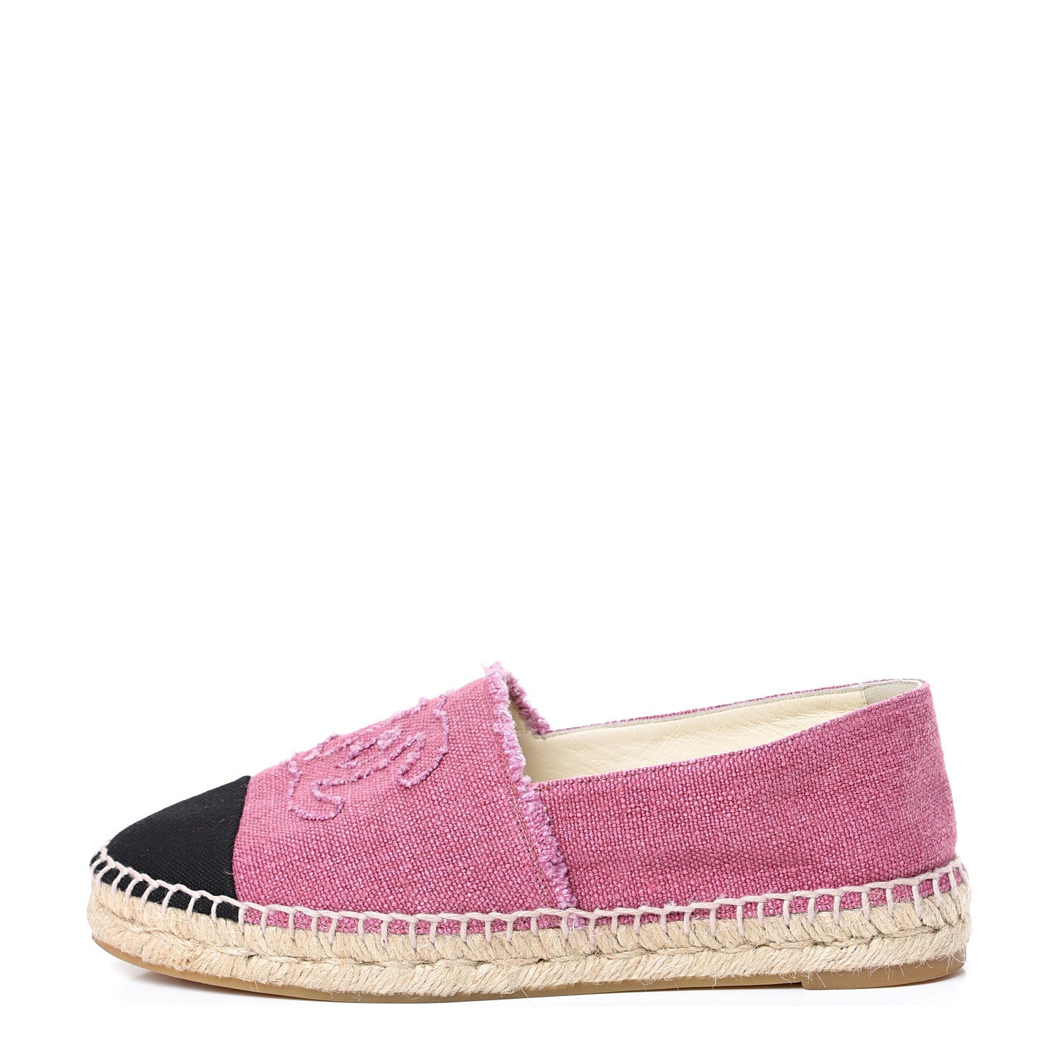Chanel Linen CC Espadrilles 38 Pink Black 1 of 9