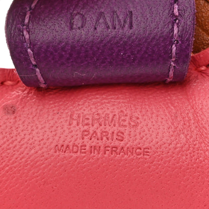 Hermes Milo Lambskin Grigri Rodeo Horse Bag Charm PM Rose Azalee Gold Anemone 3 of 4