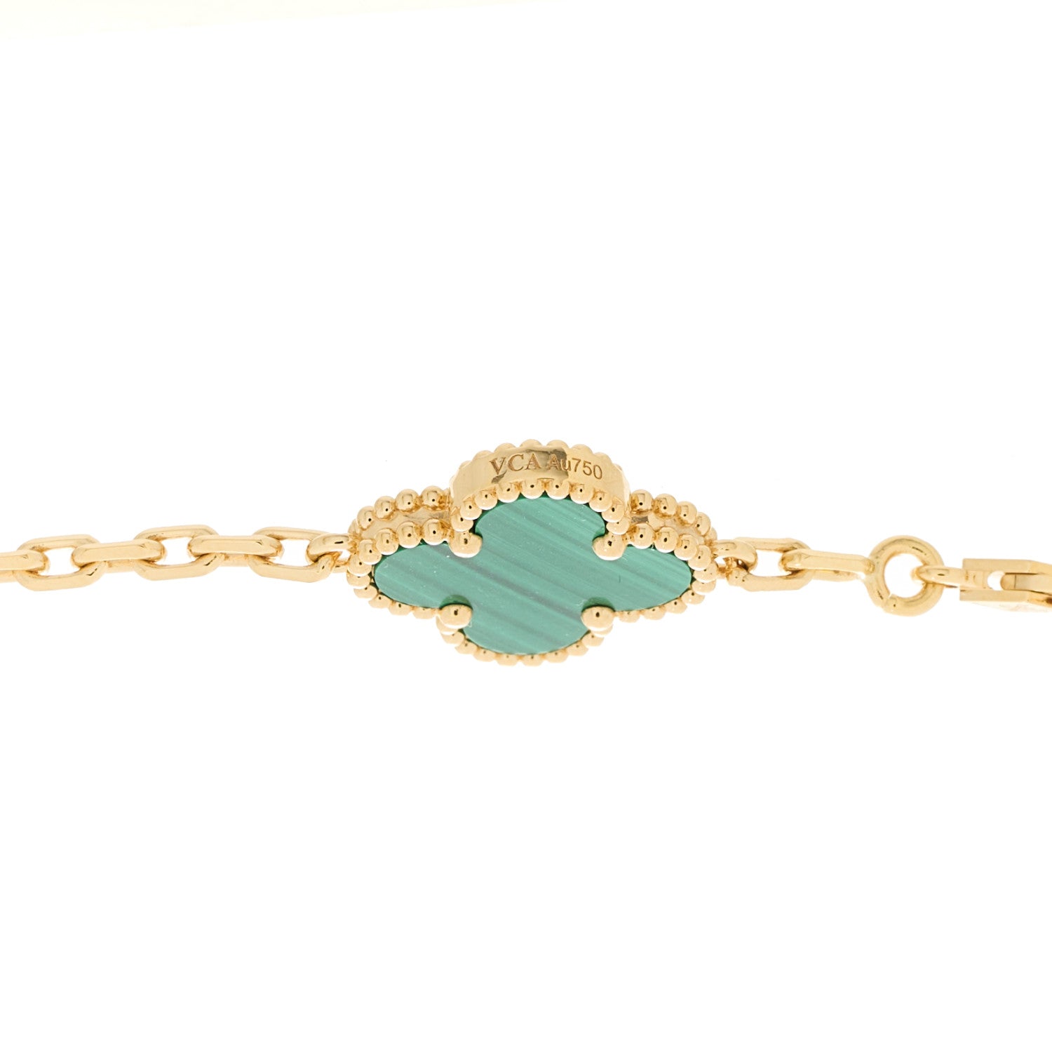 Van Cleef & Arpels 18K Yellow Gold Malachite 5 Motifs Vintage Alhambra Bracelet 4 of 5