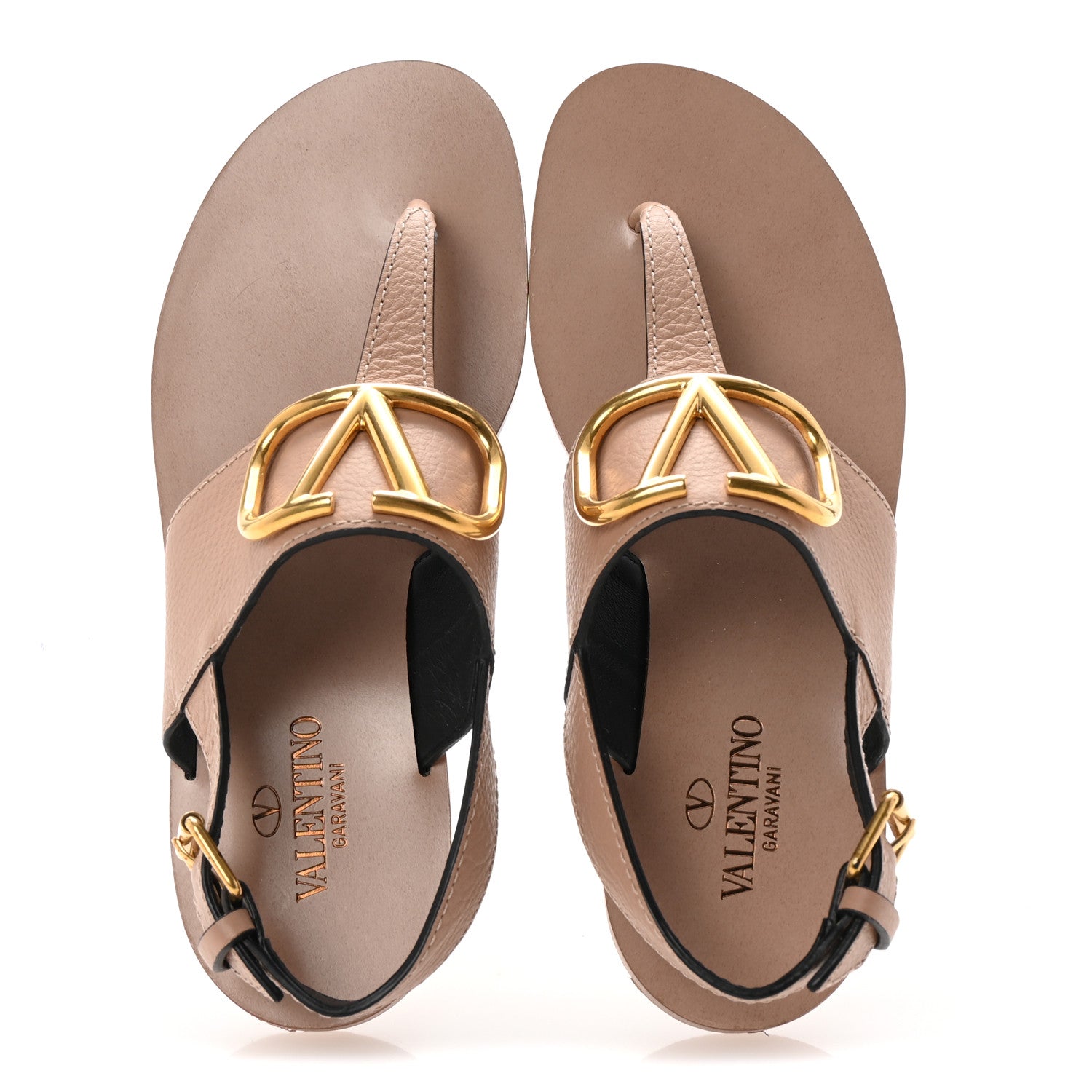 Valentino Garavani Grainy Cowhide Vlogo Slingback Flat Thong Sandals 35.5 Rose Cannelle 2 of 10