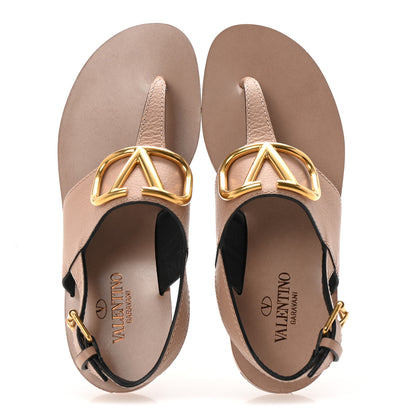Valentino Garavani Grainy Cowhide Vlogo Slingback Flat Thong Sandals 35.5 Rose Cannelle 2 of 10