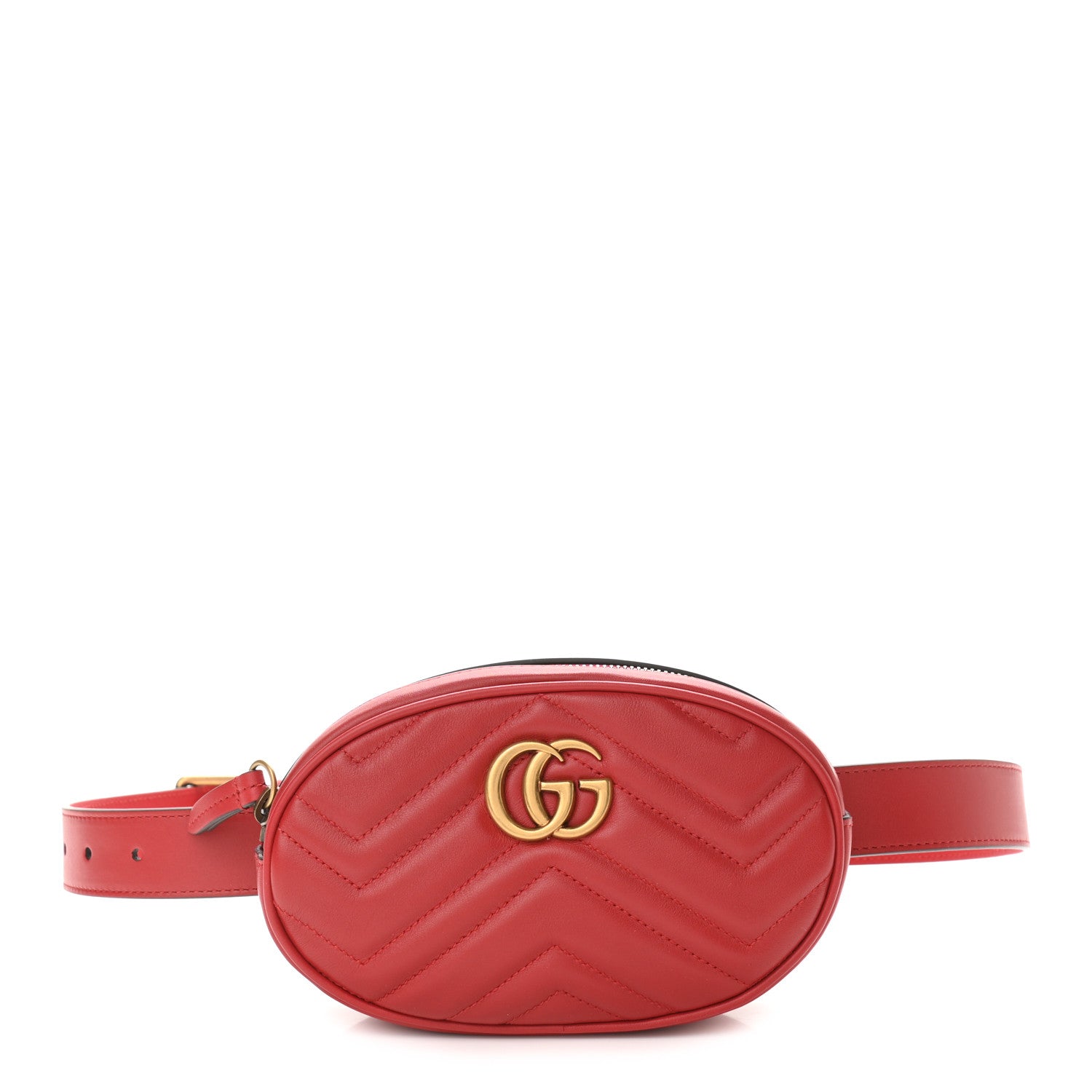 Gucci Calfskin Matelasse GG Marmont Belt Bag 85 34 Hibiscus Red 1 of 10