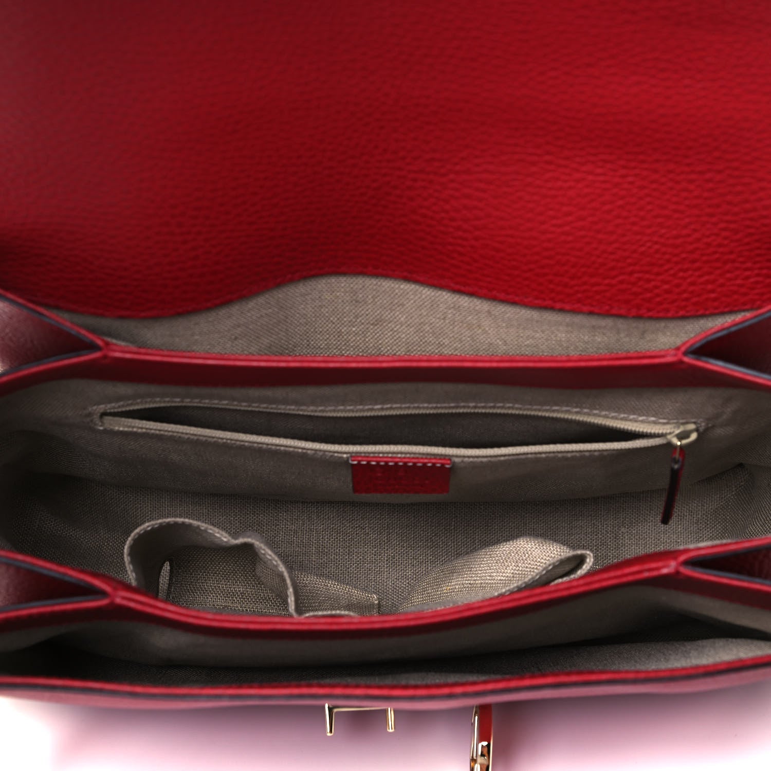 Gucci Dollar Calfskin Medium Interlocking G Top Handle Shoulder Bag Red 5 of 9