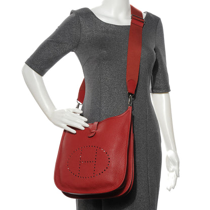 Hermes Taurillon Clemence Evelyne III PM Rouge Garance 2 of 8