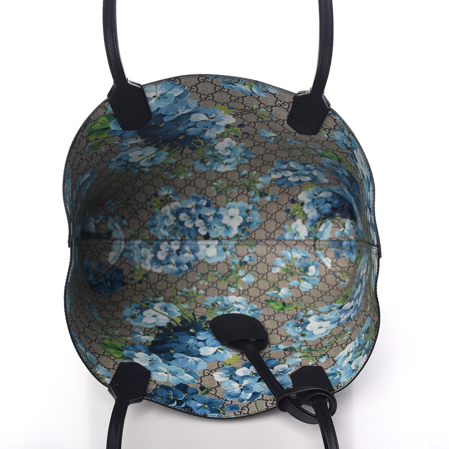 GG Supreme Monogram Blooms Medium Reversible Tote Beige Blue Navy