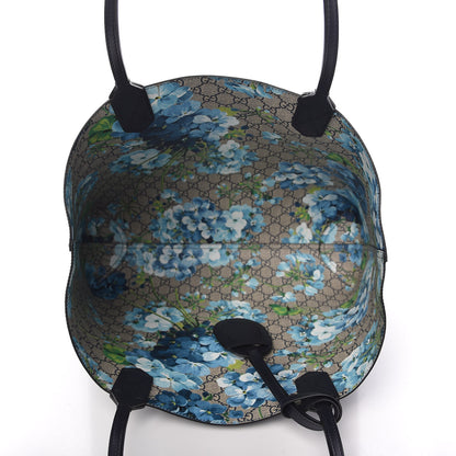 Gucci GG Supreme Monogram Blooms Medium Reversible Tote Beige Blue Navy 13 of 16