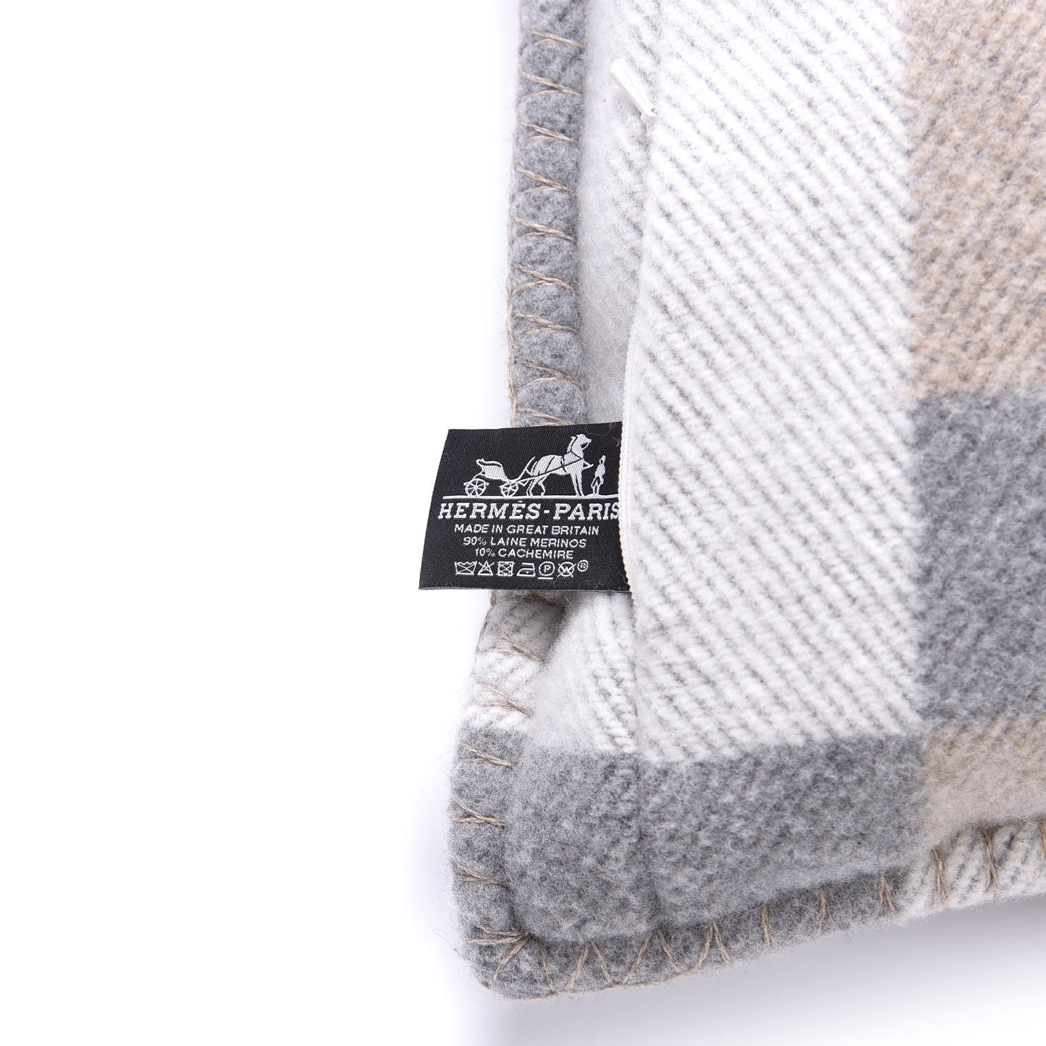 Hermes Wool Cashmere Avalon Bayadere Pillow PM Galet Ecru 3 of 3