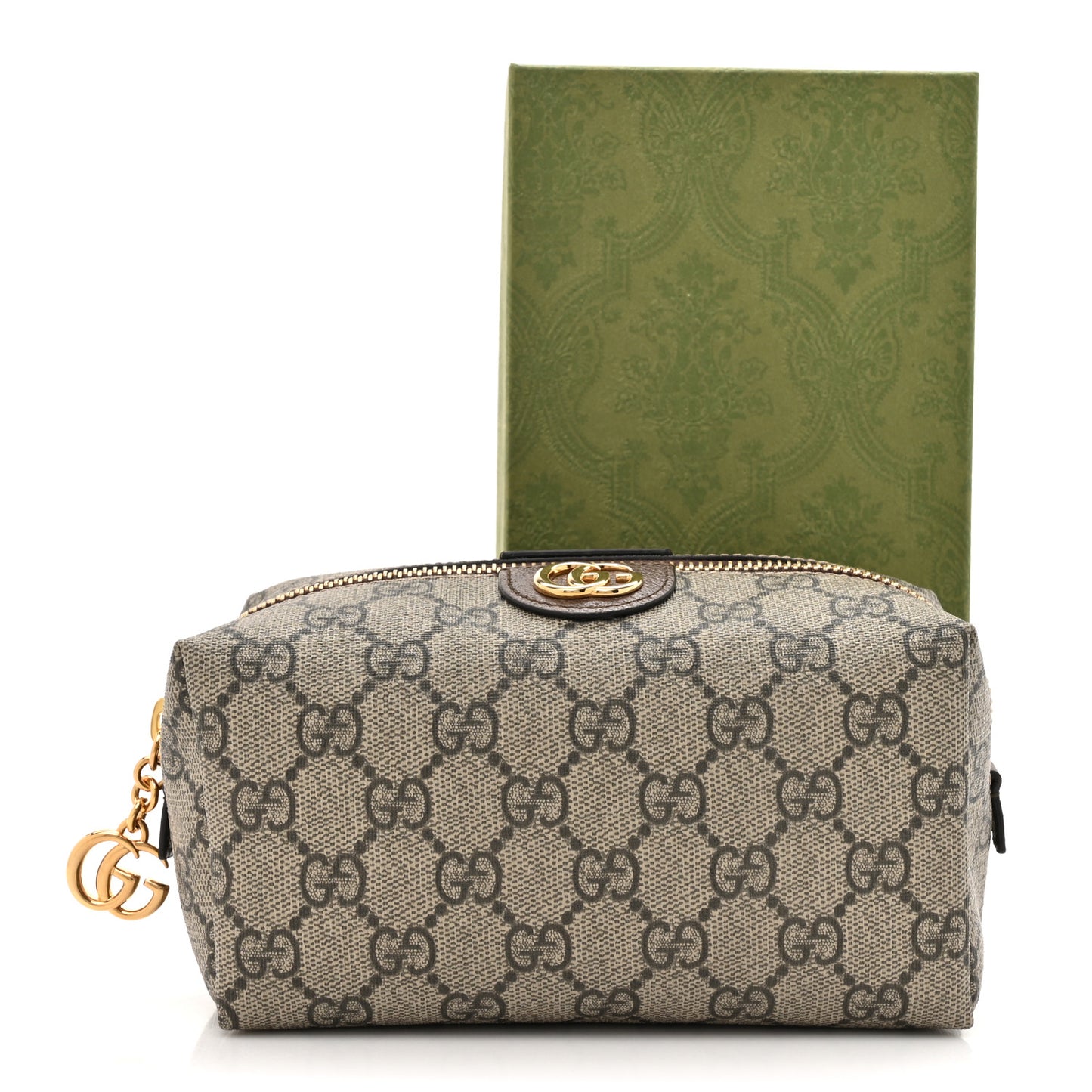 Soft GG Supreme Monogram Calfskin Medium Ophidia Cosmetic Case Beige Ebony New Acero