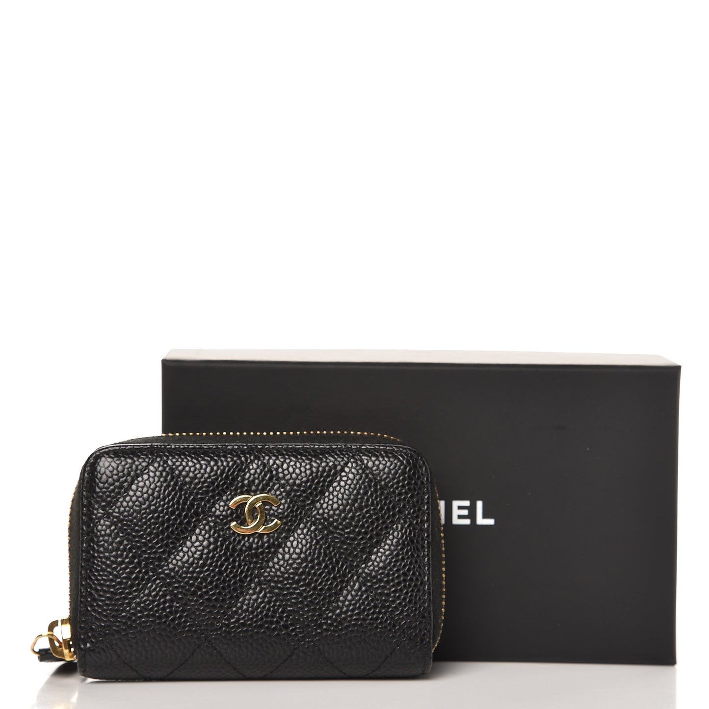 Caviar Quilted Zip Coin Purse Black