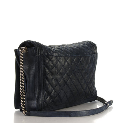 Chanel Goatskin Quilted Large Gentle Boy Flap Navy 3 of 8