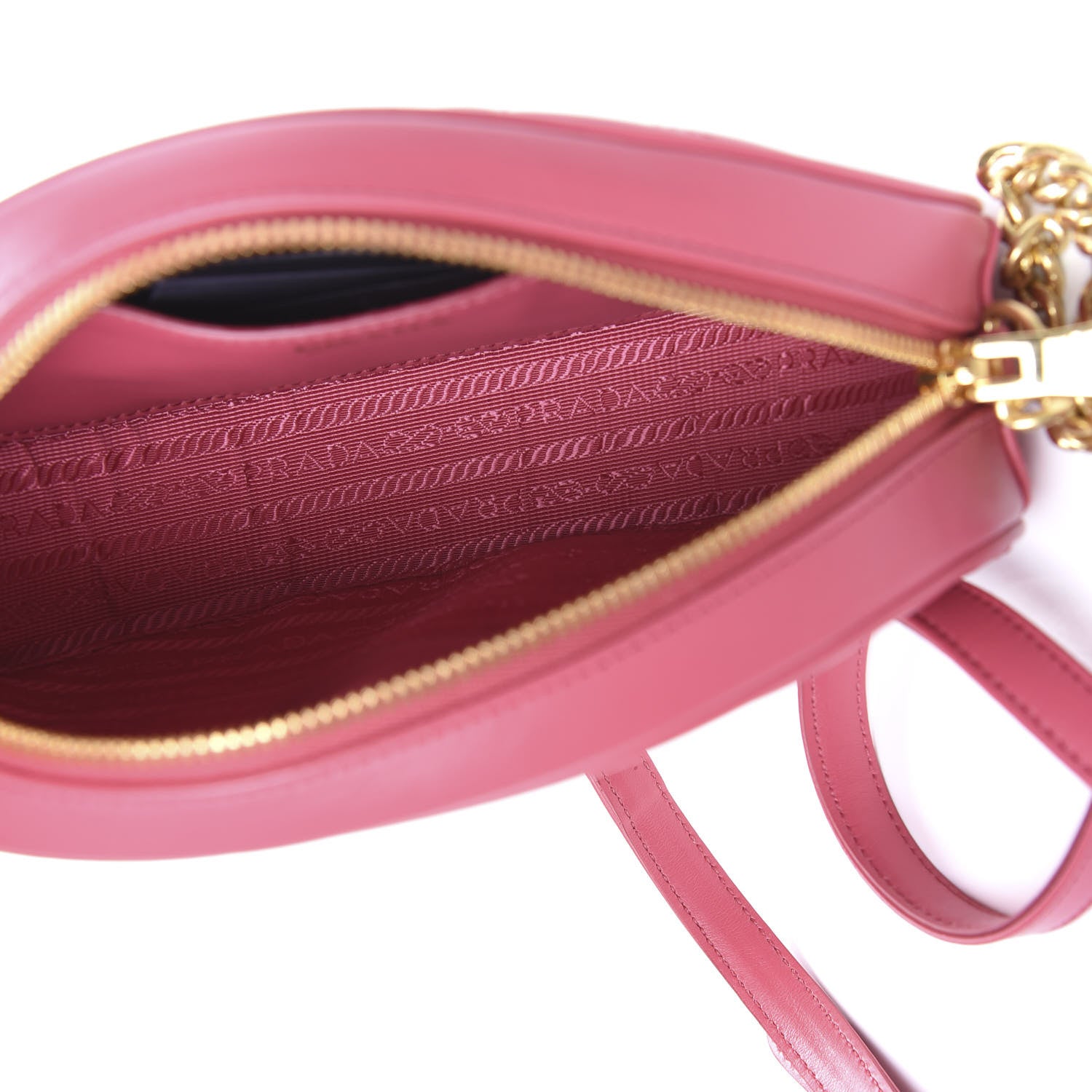 Prada Soft Calfskin Impunture Diagramme Chain Crossbody Peonia 4 of 8