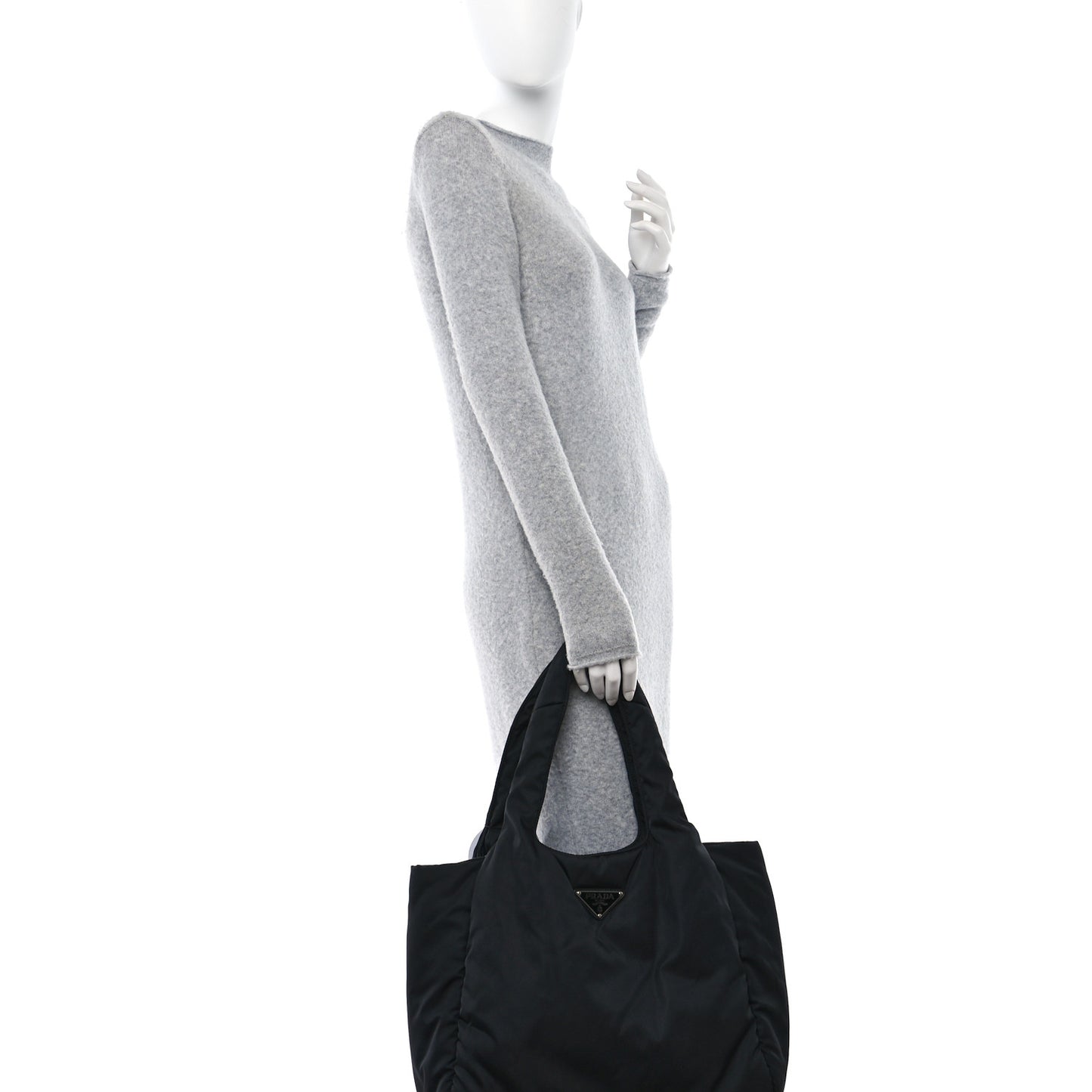 Re-Nylon Soft Padded Large Tote Bag Black