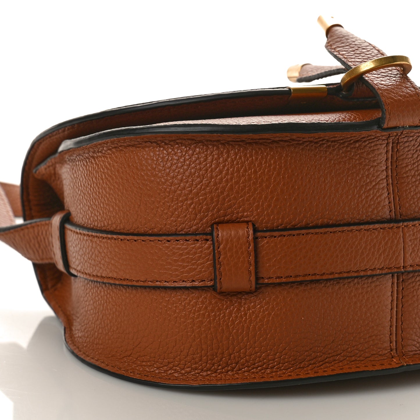 Grained Calfskin Small Marcie Saddle Bag Tan