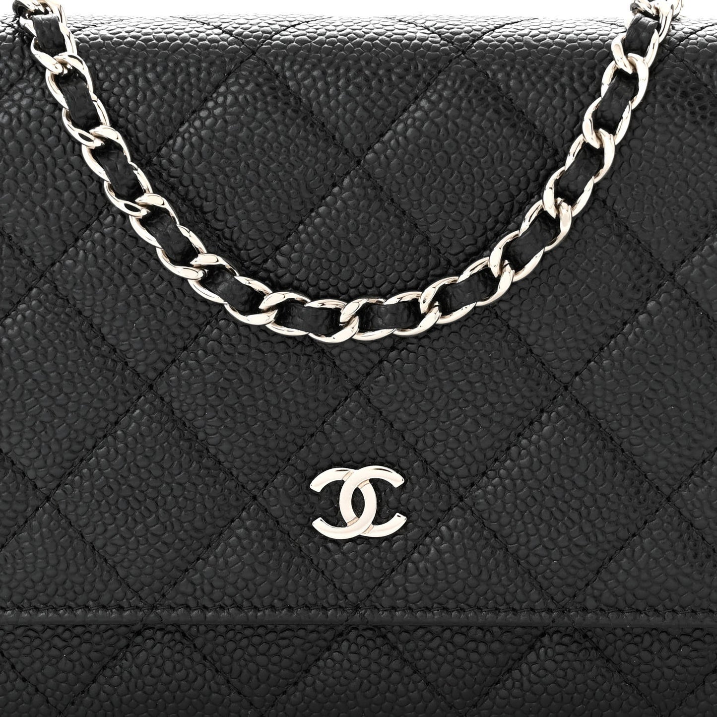 Caviar Quilted Wallet On Chain WOC Black