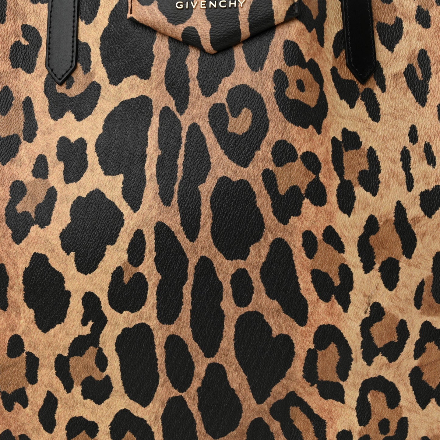 Textured Coated Canvas Leopard Print Large Antigona Tote