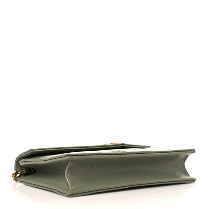 Saint Laurent Grain De Poudre Matelasse Chevron Monogram Envelope Chain Wallet Pistache 4 of 9