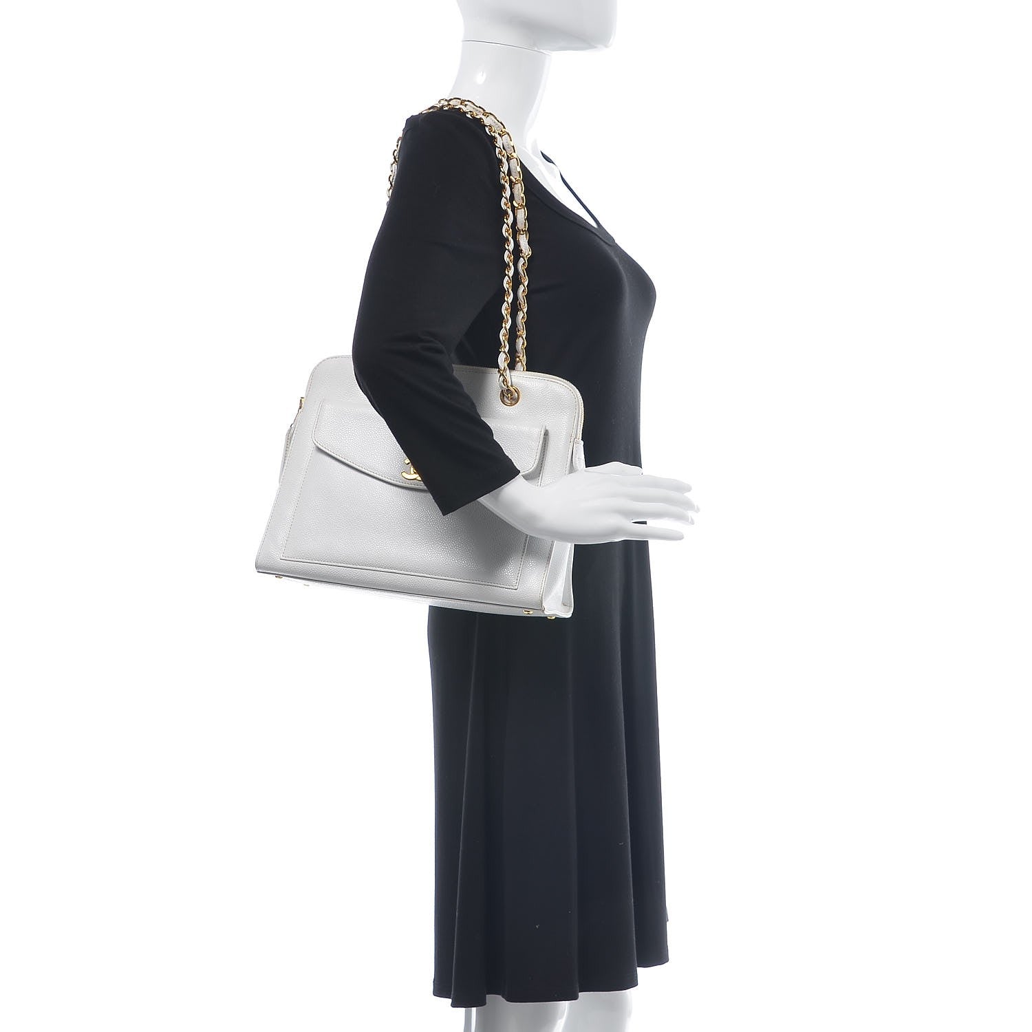 Chanel Caviar CC Shoulder Bag White 2 of 24