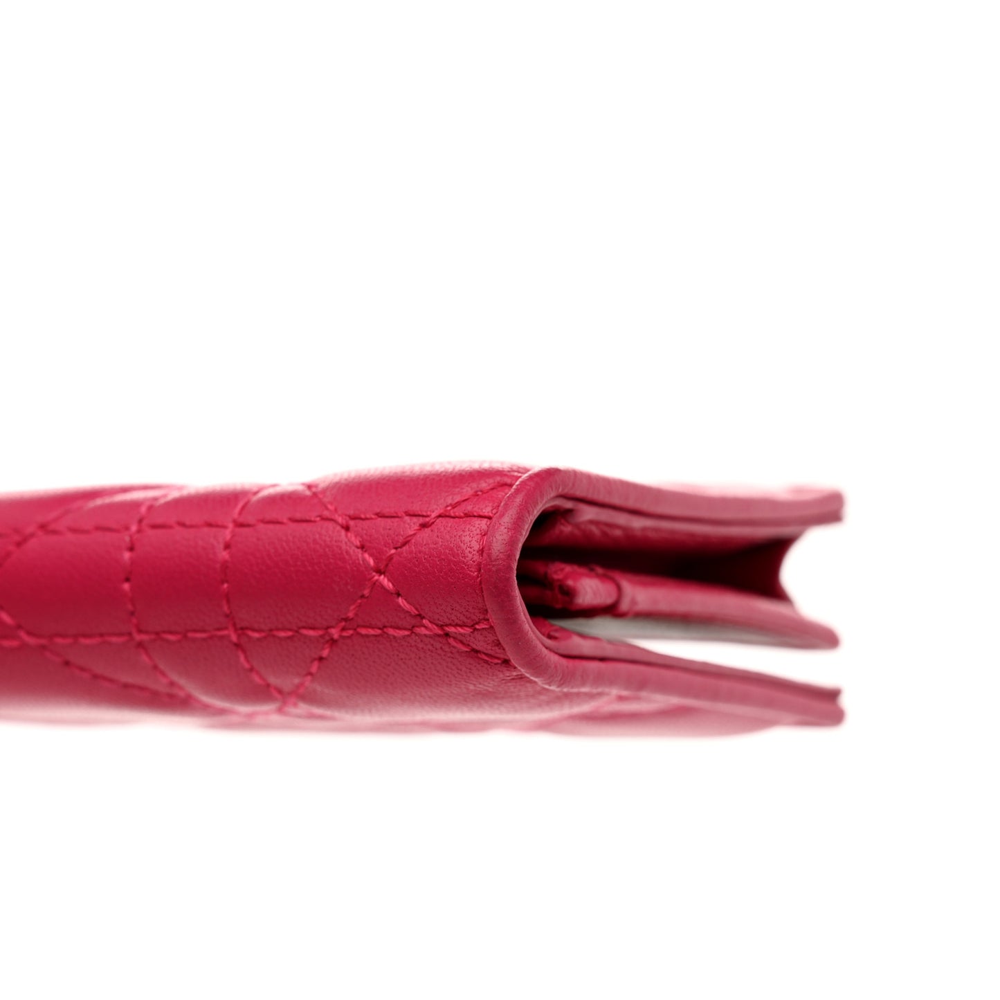 Lambskin Cannage Small Lady Dior Flap Card Holder Fuchsia