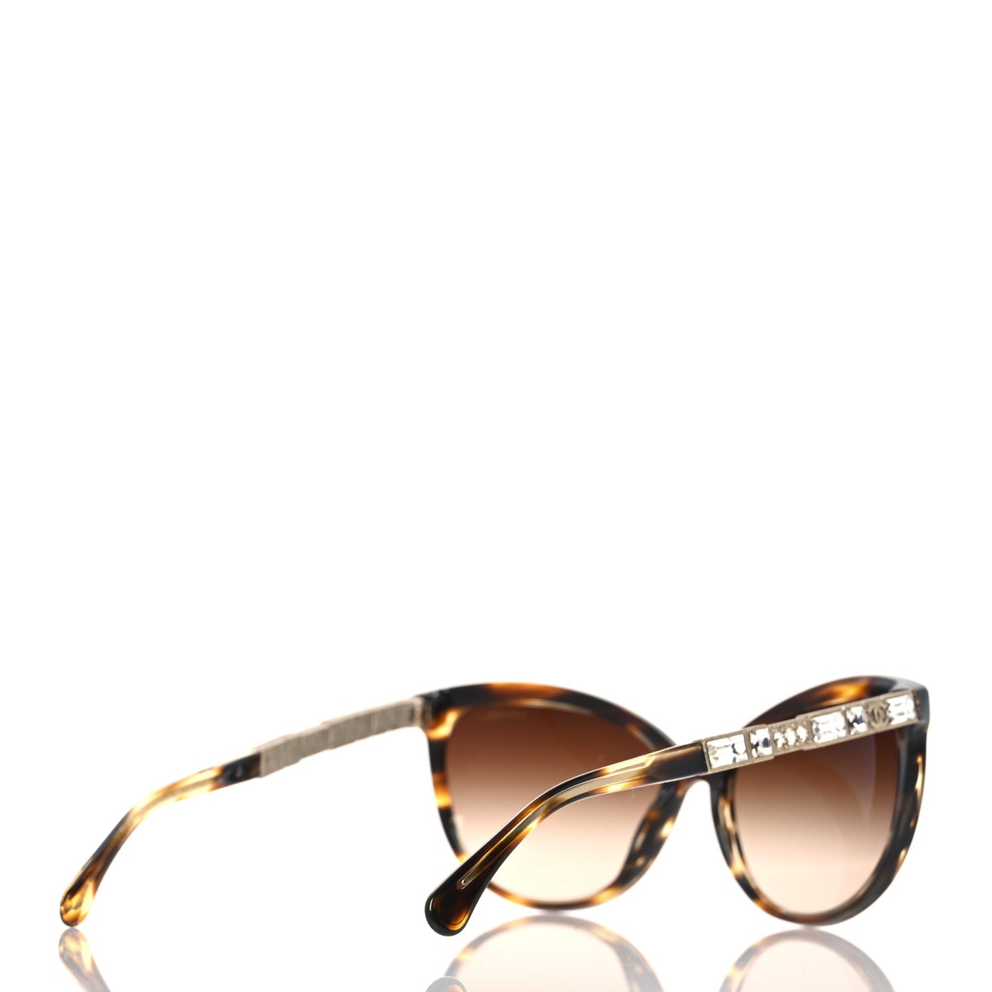 Crystal Baguette Cat Eye Bijou Sunglasses 5307-B Tortoise