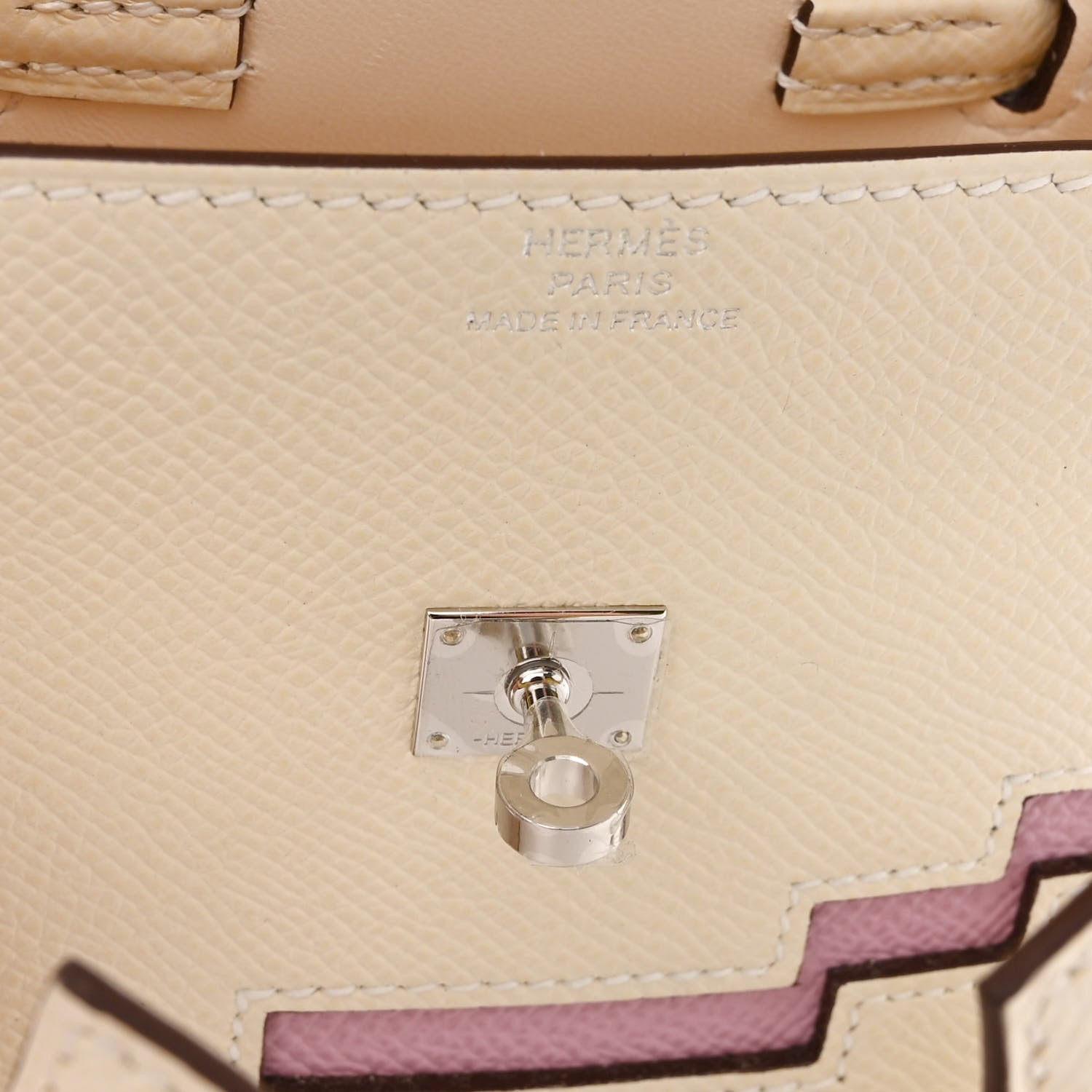 Hermes Epsom Quelle Idole Picto Kelly Doll Handbag Nata Mauve Sylvestre Lime Chai 7 of 14