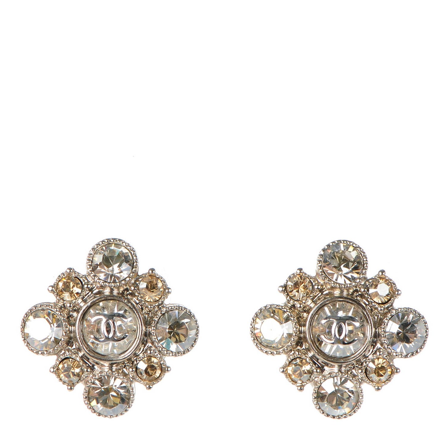 Crystal CC Earrings Silver