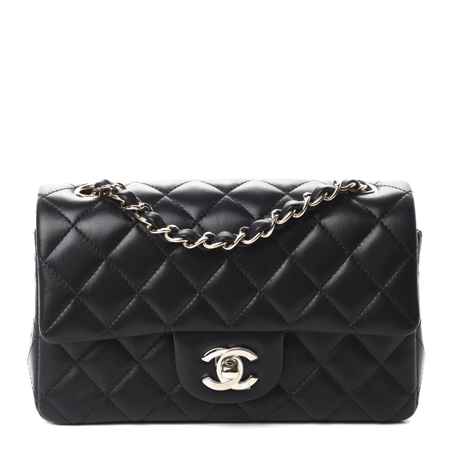 Lambskin Quilted Mini Rectangular Flap Black