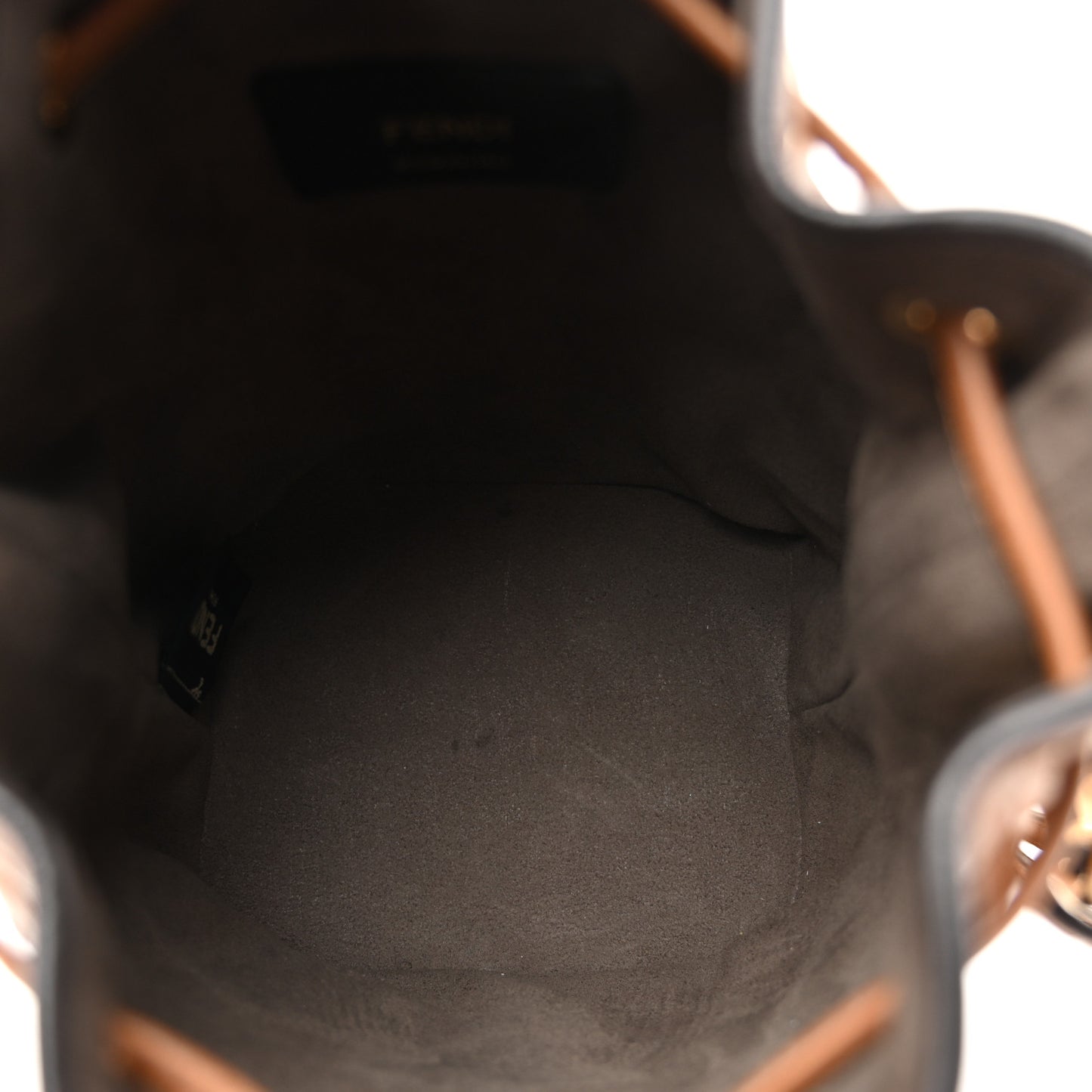 Vitello Cristallo Nature F is Fendi FF 1974 Embossed Mini Mon Tresor Bucket Bag Cuoio